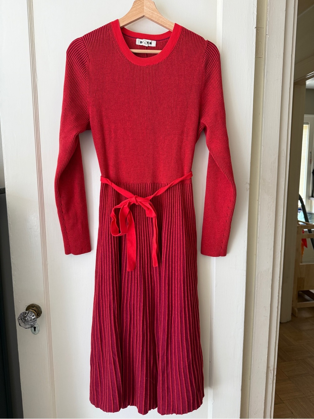 Boden Lola Knitted Midi Dress, Rouge, Cherry Plated, 14 R